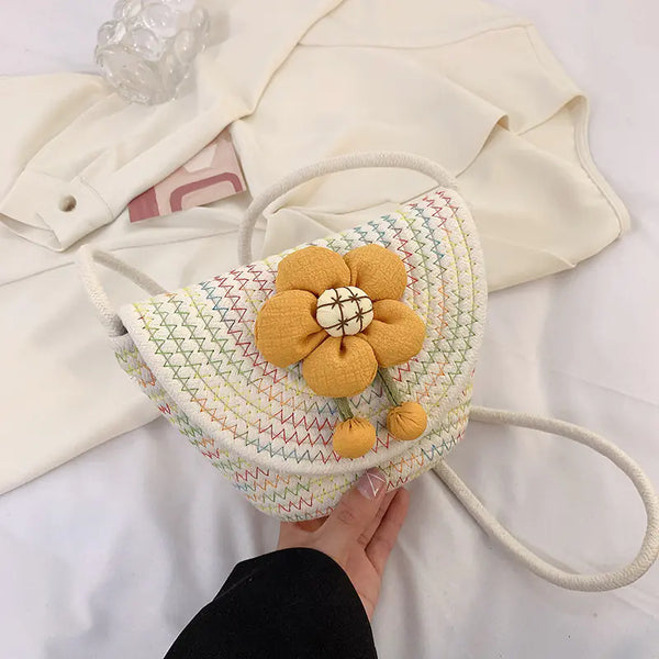 Women's Cotton Weaving Messenger Bag for Summer Vacation